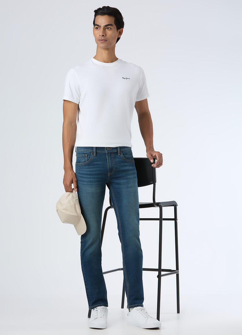 Men Blue Mid Rise Slim Fit Stretchable Jeans, , large image number 1