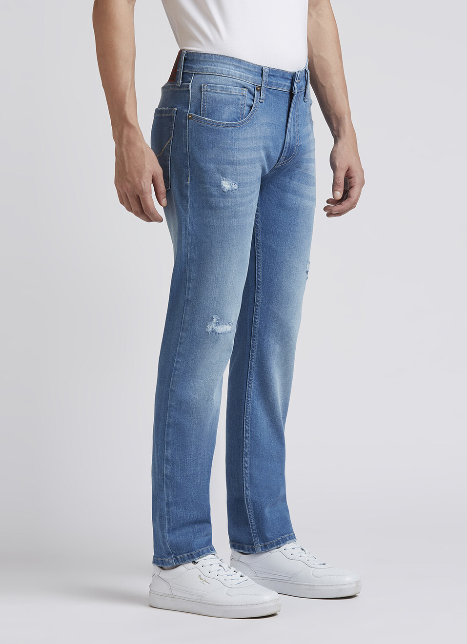 Vapour Blue Mid Rise Slim Jeans, , large image number 5