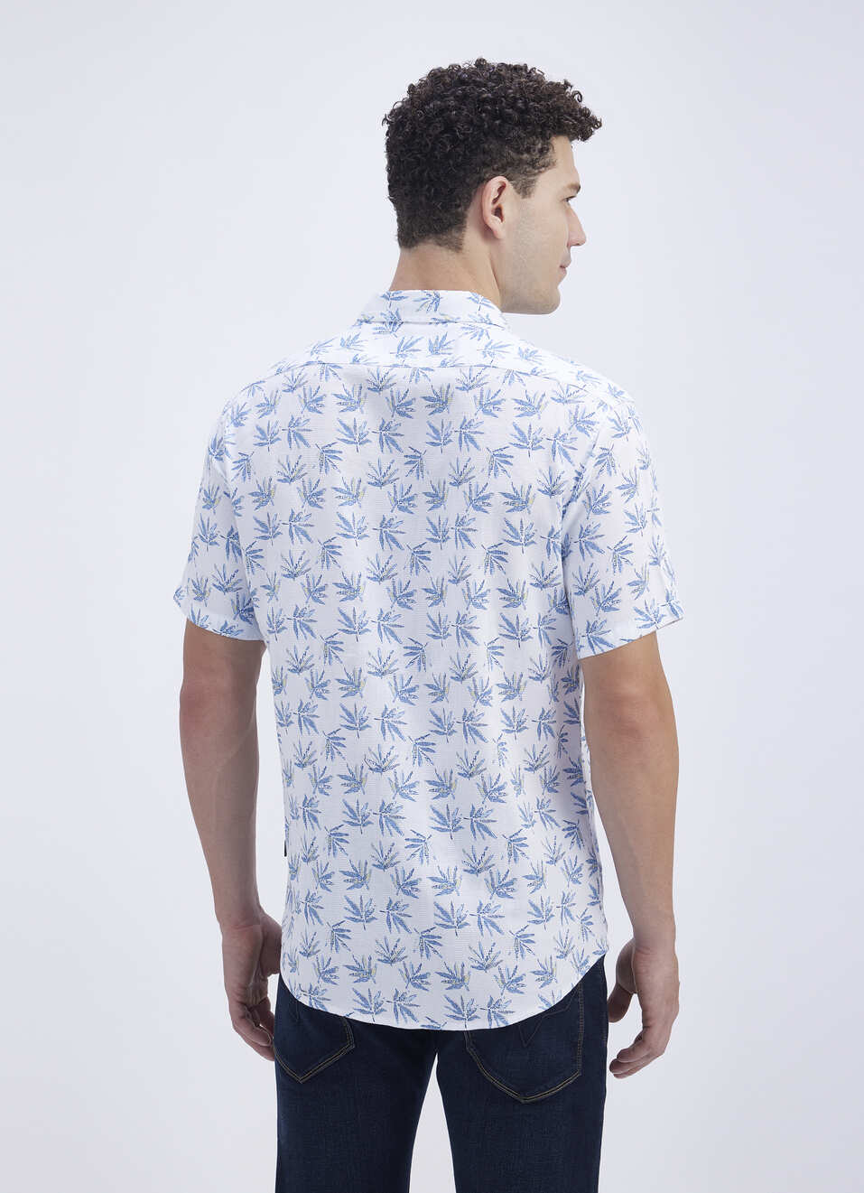Men Blue Printed Short Sleeve Shirt, , large image number 2