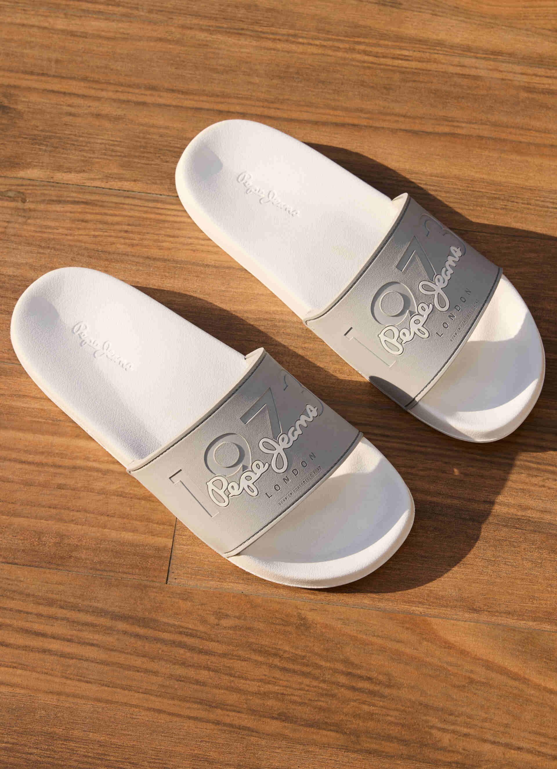 Grey Lightweight Beach Slides With Embossed Logo Print, , large image number 7