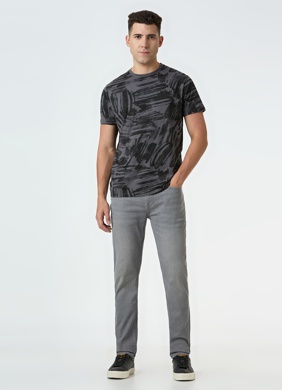 Men Grey Skinny Fit Ankle-length Stretchable Jeans, , large image number 1