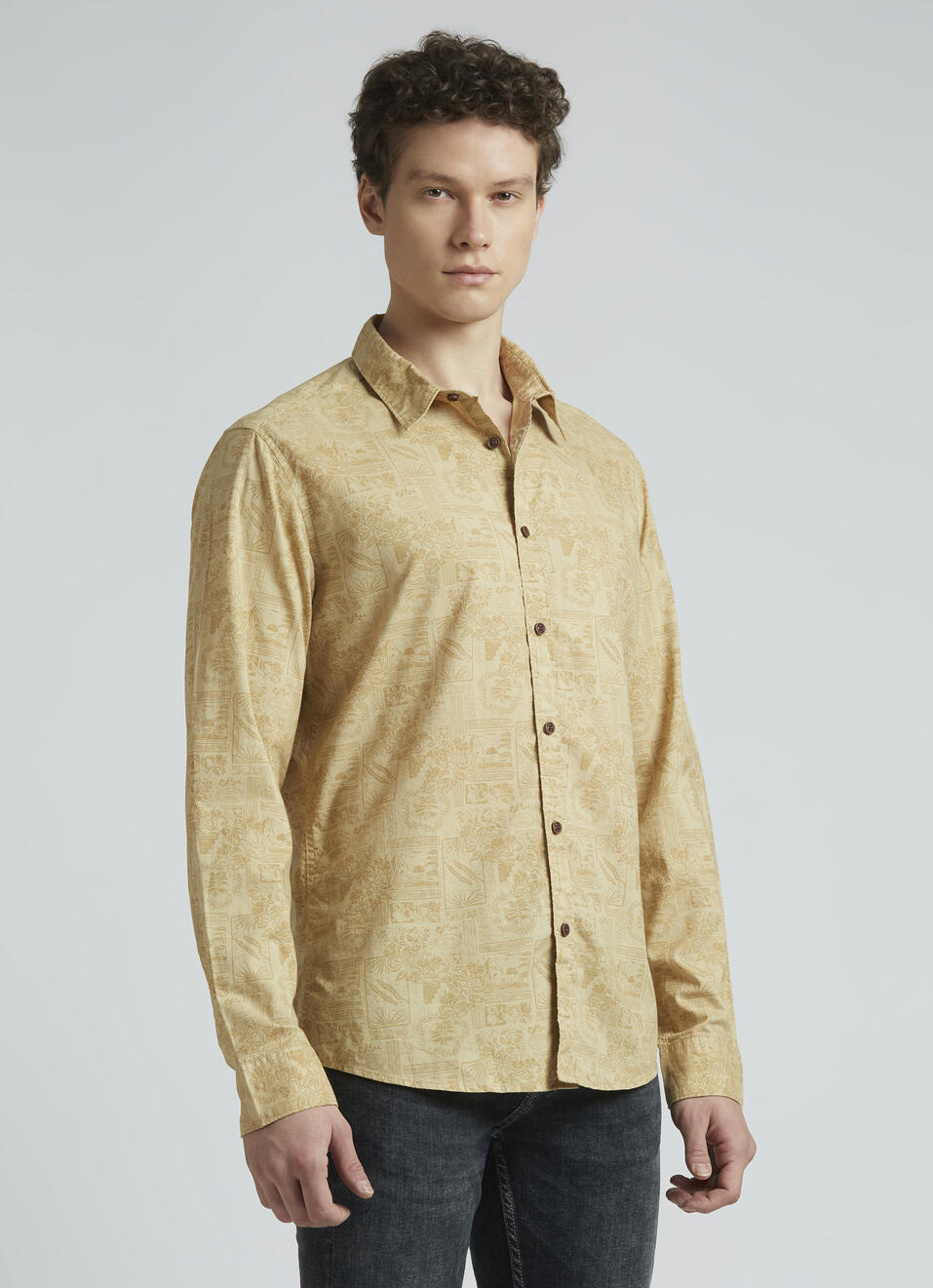 Olive Botanical Print Full Sleeve Shirt, , large image number 3