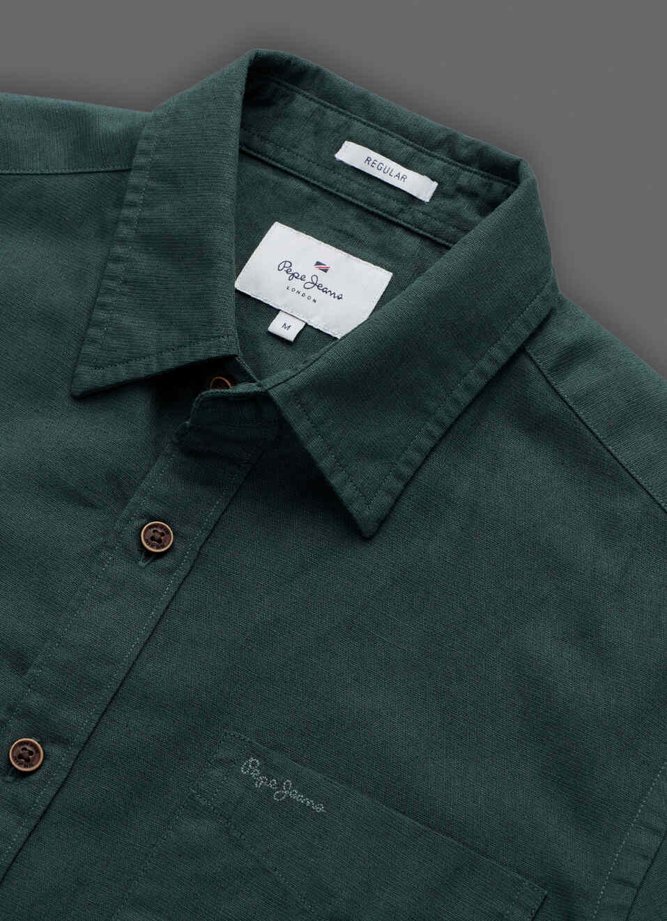 Men Dark Green Solid Cotton Linen Shirt, , large image number 3