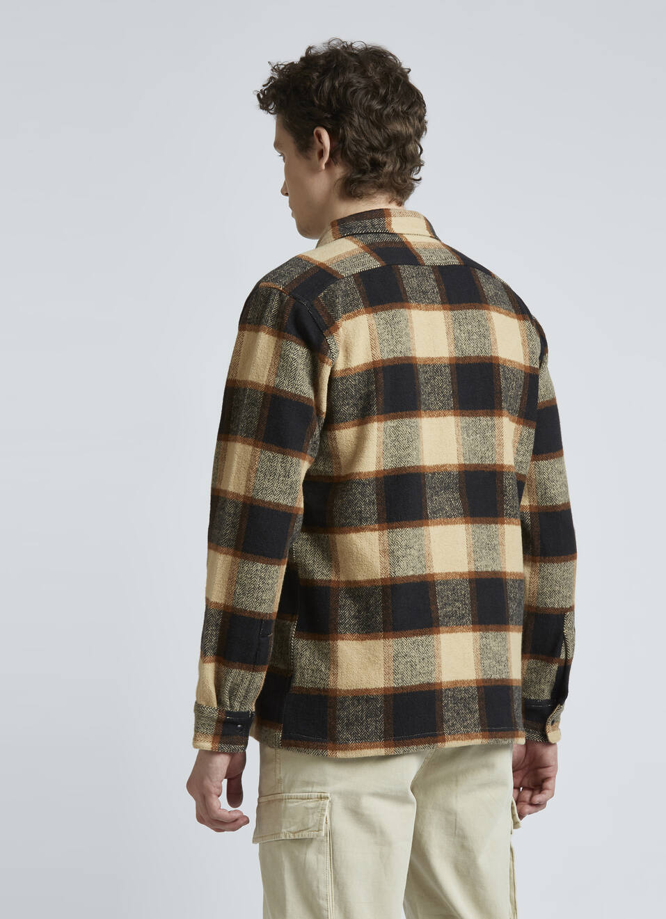 Brown Checks Full Sleeve Zipper Oversized Shirt, , large image number 2