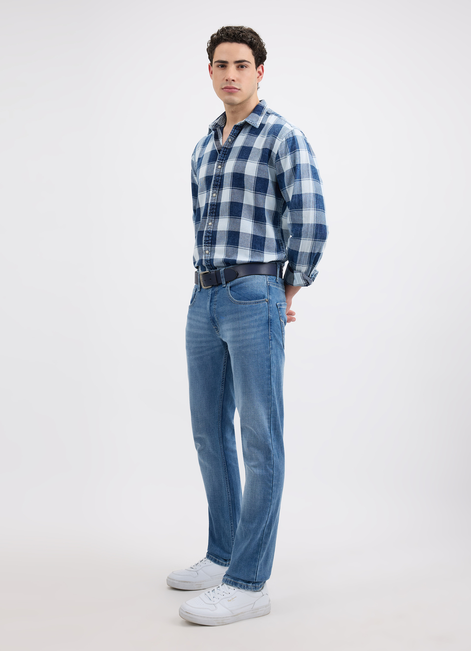 Men Indigo Check Full Sleeve Shirt, , large image number 5