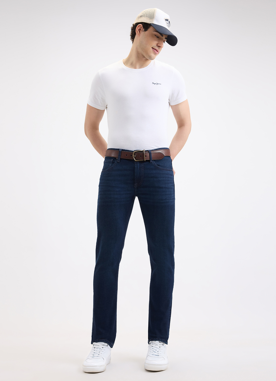 Men Blue Slim Tapered Fit Low Rise Distressed Jeans , , large image number 1