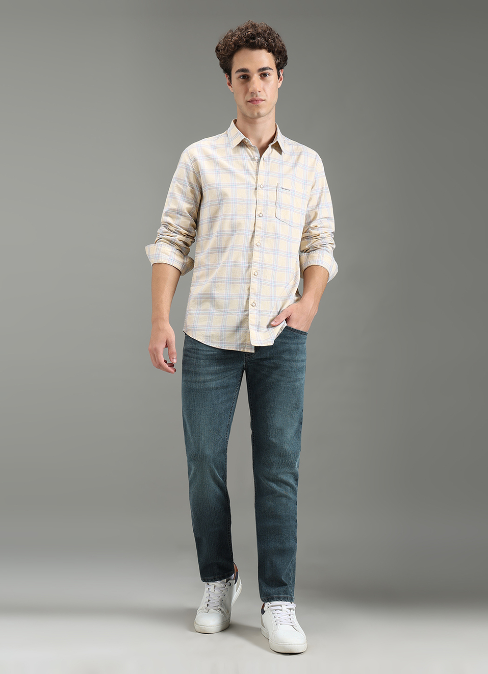 Men Yellow Checks Full Sleeves Shirt, , large image number 2