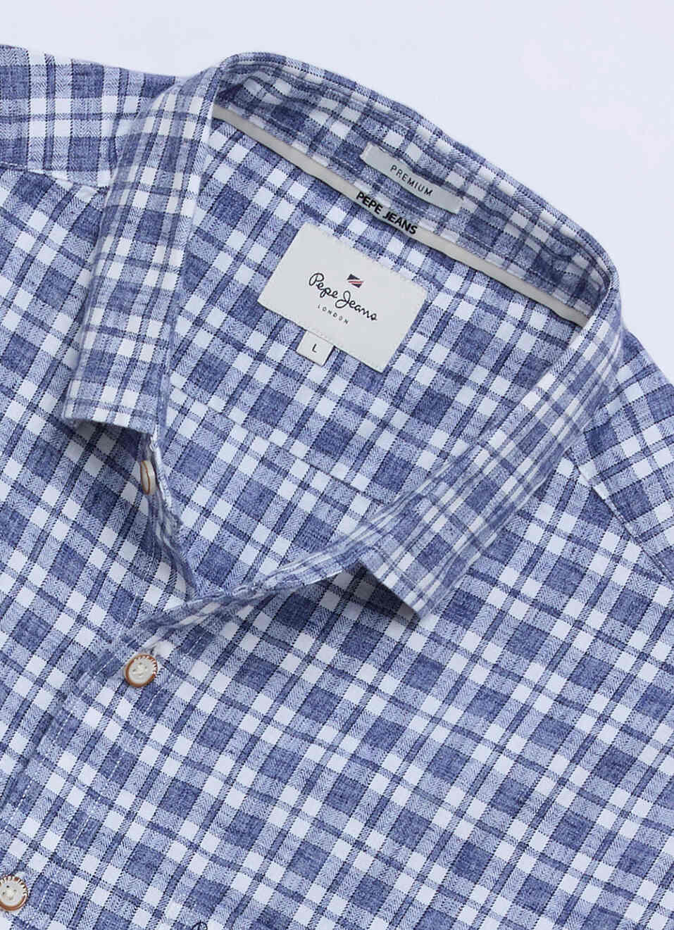Men Blue Checked Herringbone Long Sleeve Shirt, , large image number 6