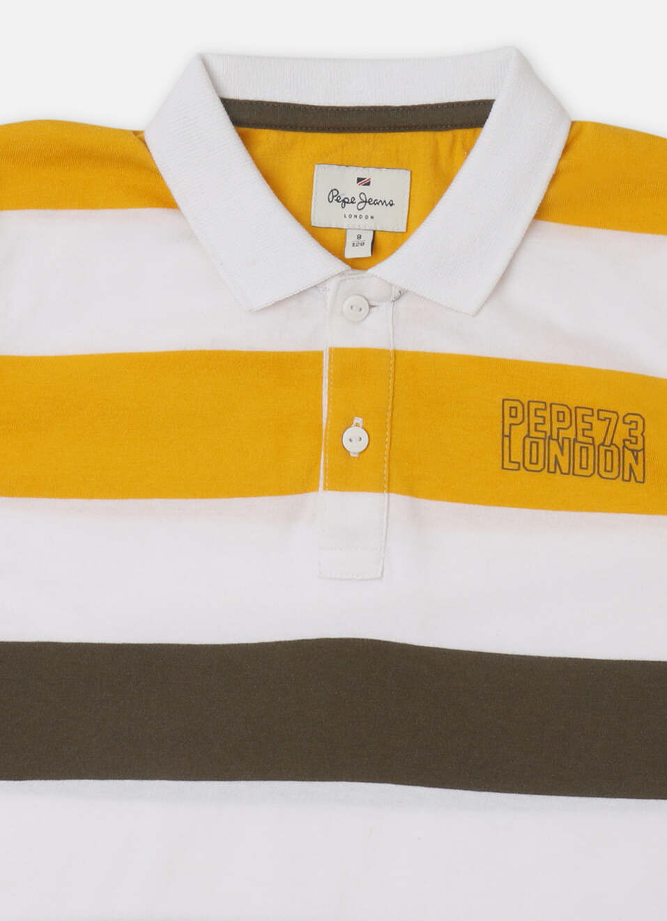 Boys Yellow Stripe Short Sleeve Polo, , large image number 2