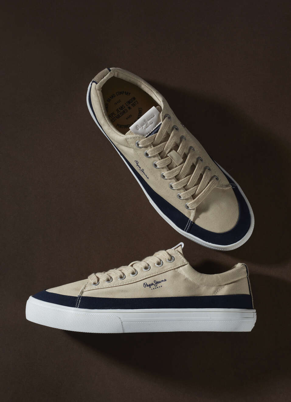 Men Beige & Navy Colorblock Casual Sneakers, , large image number 0