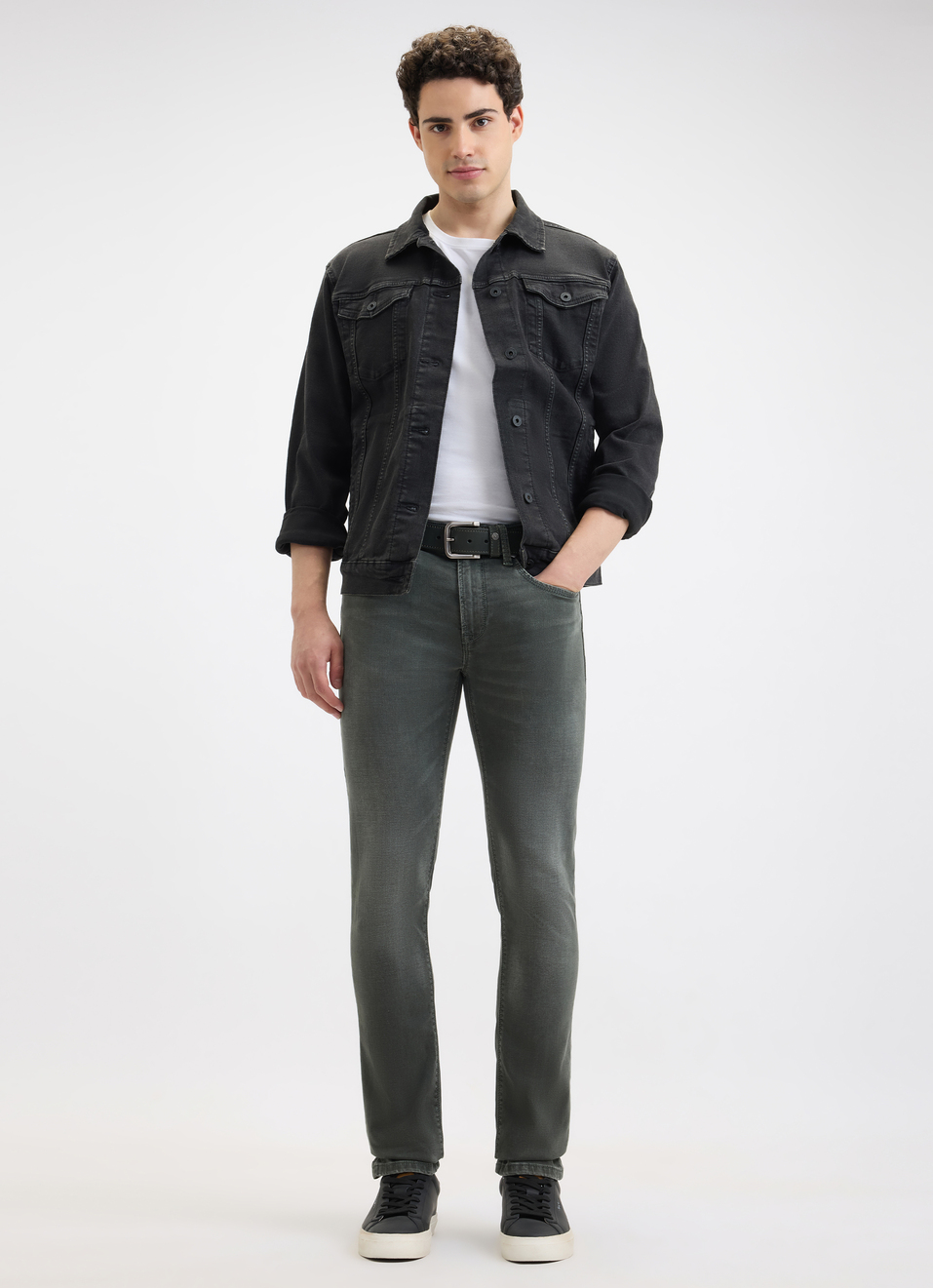 Men Light Green Mid Rise Slim Jeans, , large image number 0