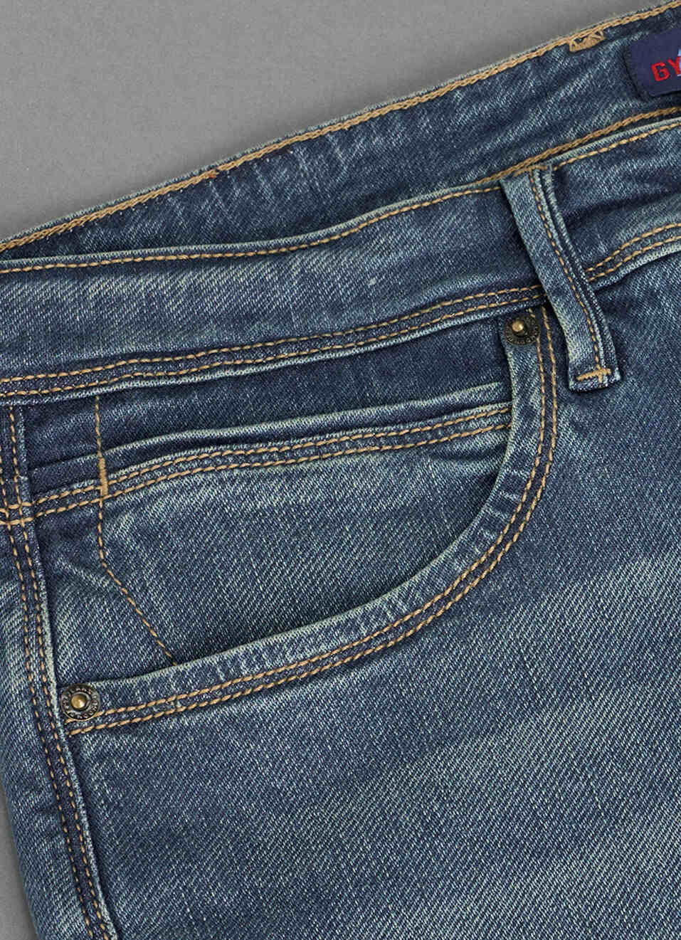 Men Blue Mid Rise Tapered Fit Jeans, , large image number 5