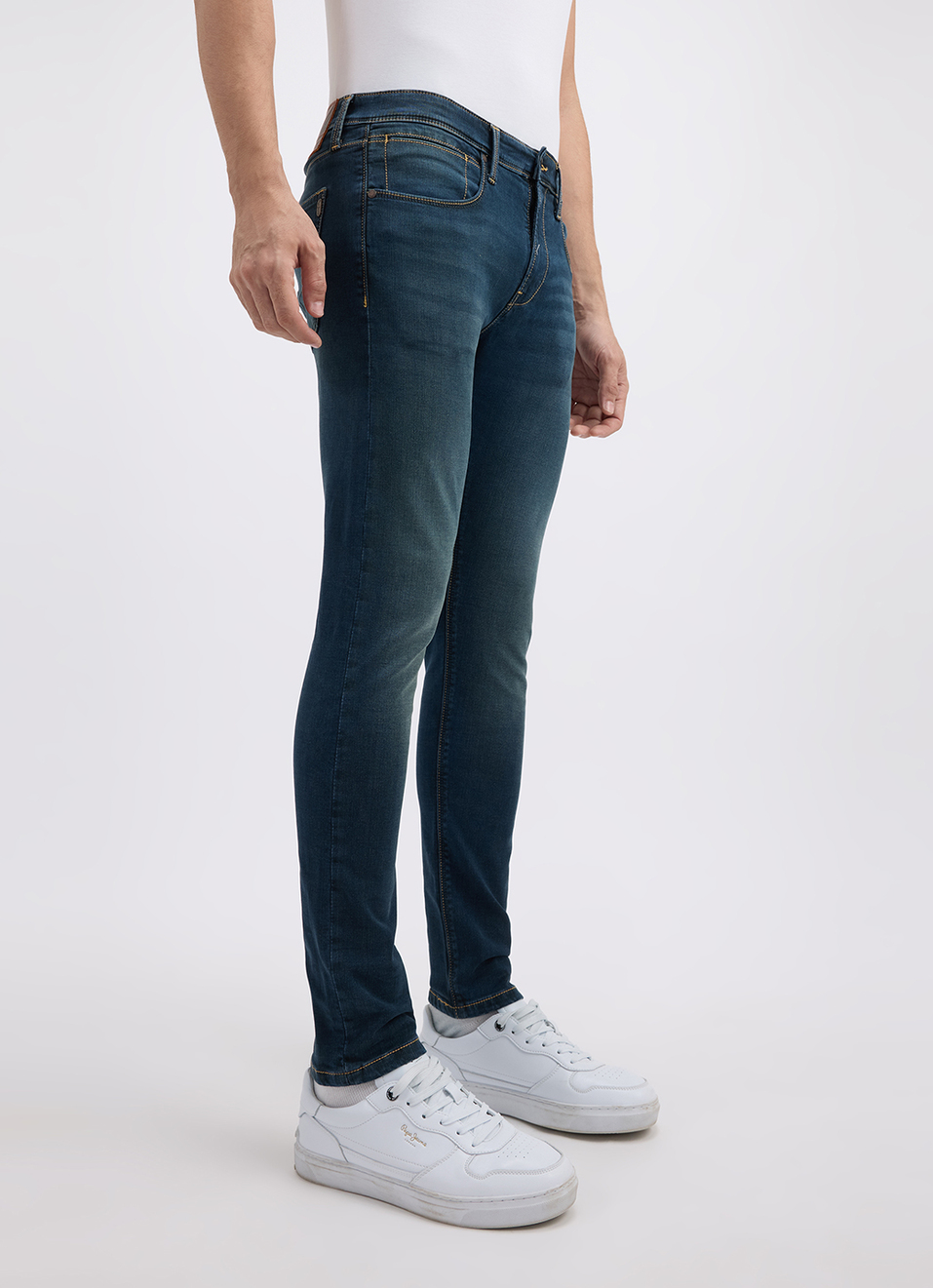 Men Blue Mid Rise Tapered Structured Jogger Like Jeans, , large image number 5