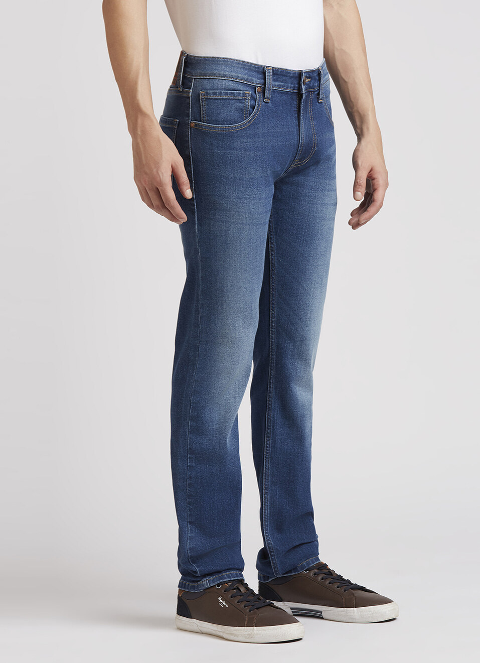Vapour Blue Mid Rise Slim Jeans, , large image number 5