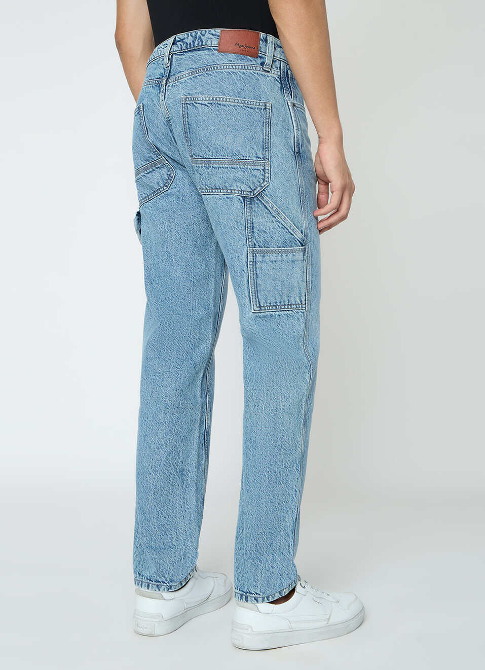 Men Blue Mid Rise Cargo Jeans, , large image number 3