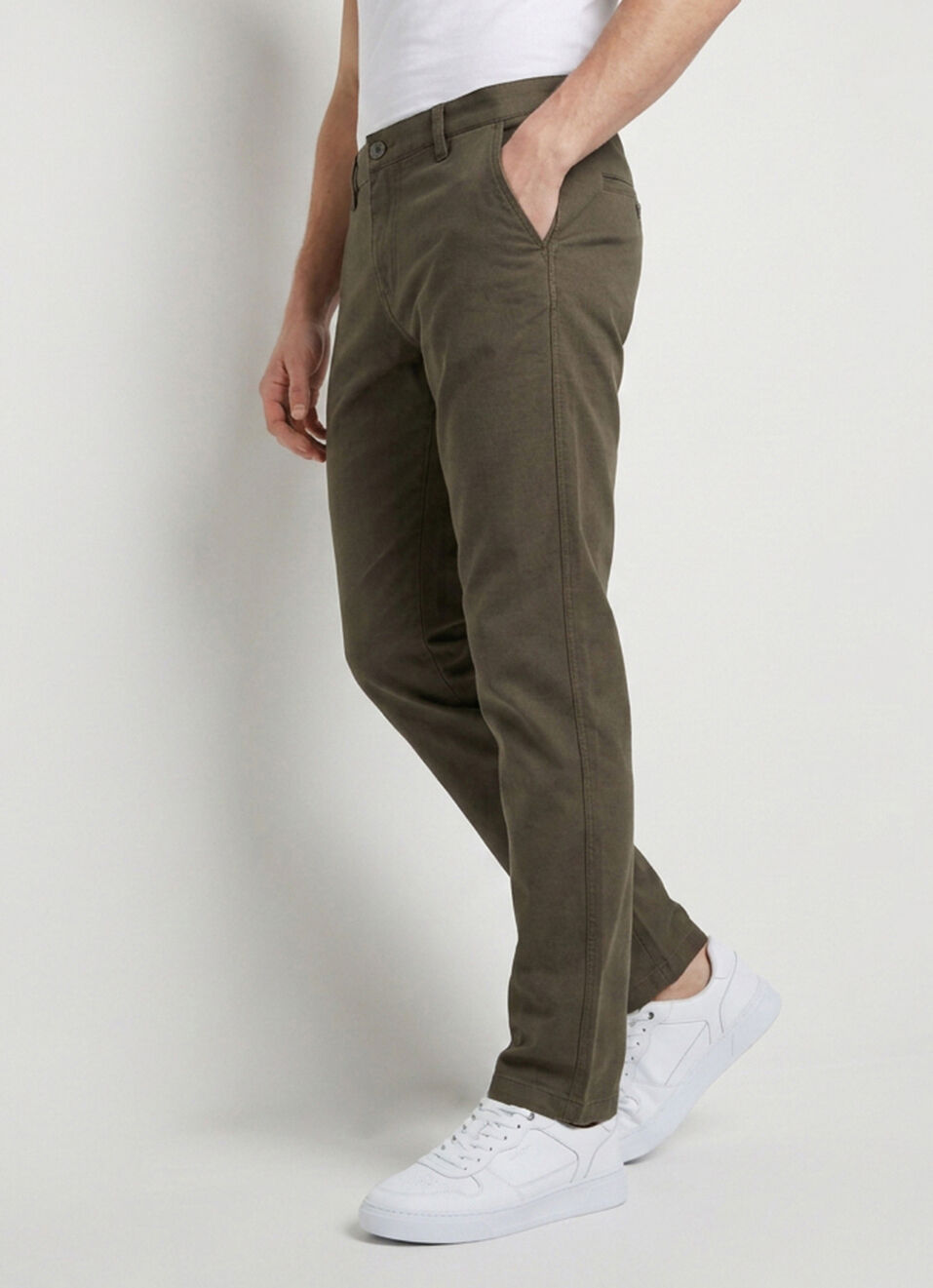 Men Olive Straight Chinos, , large image number 0