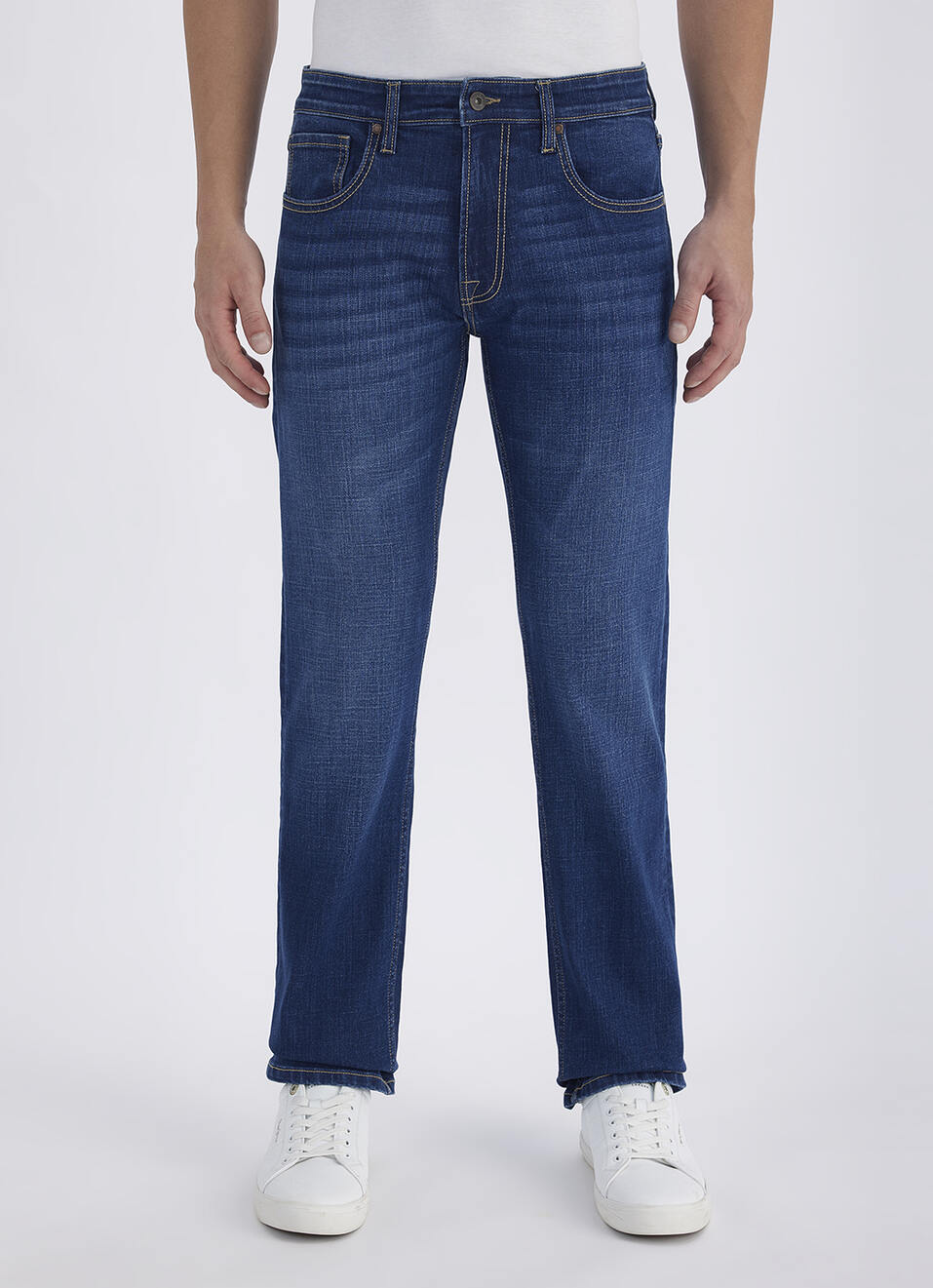 Men Blue Mid Rise Straight Jeans, , large image number 5
