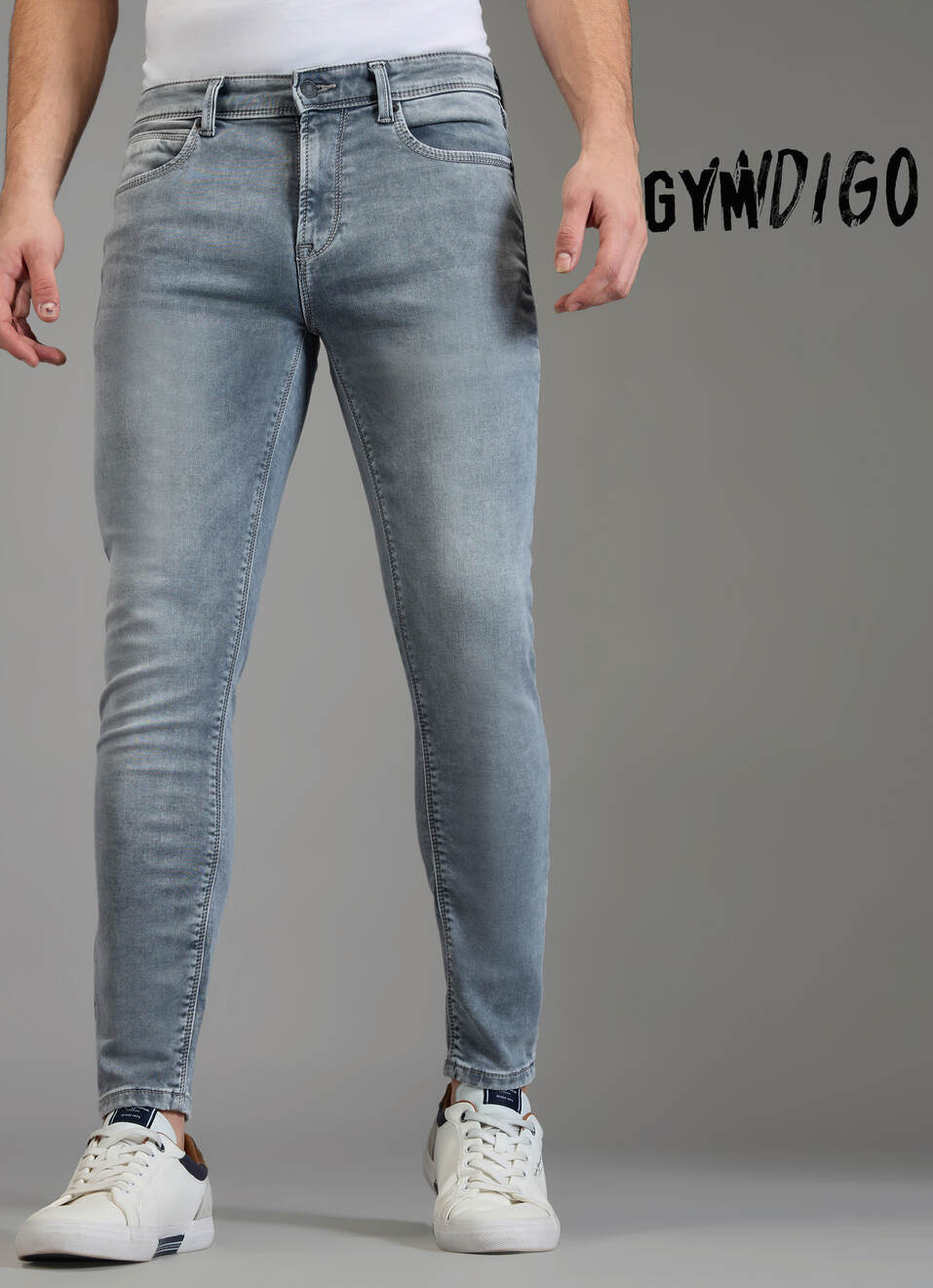 Men Grey Skinny Fit Mid Rise Stretchable Jeans, , large image number 2