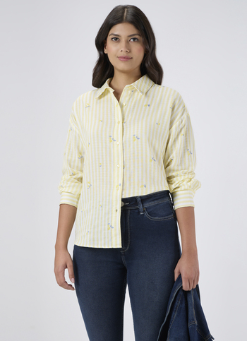 Women Yellow Printed Oversized Shirt