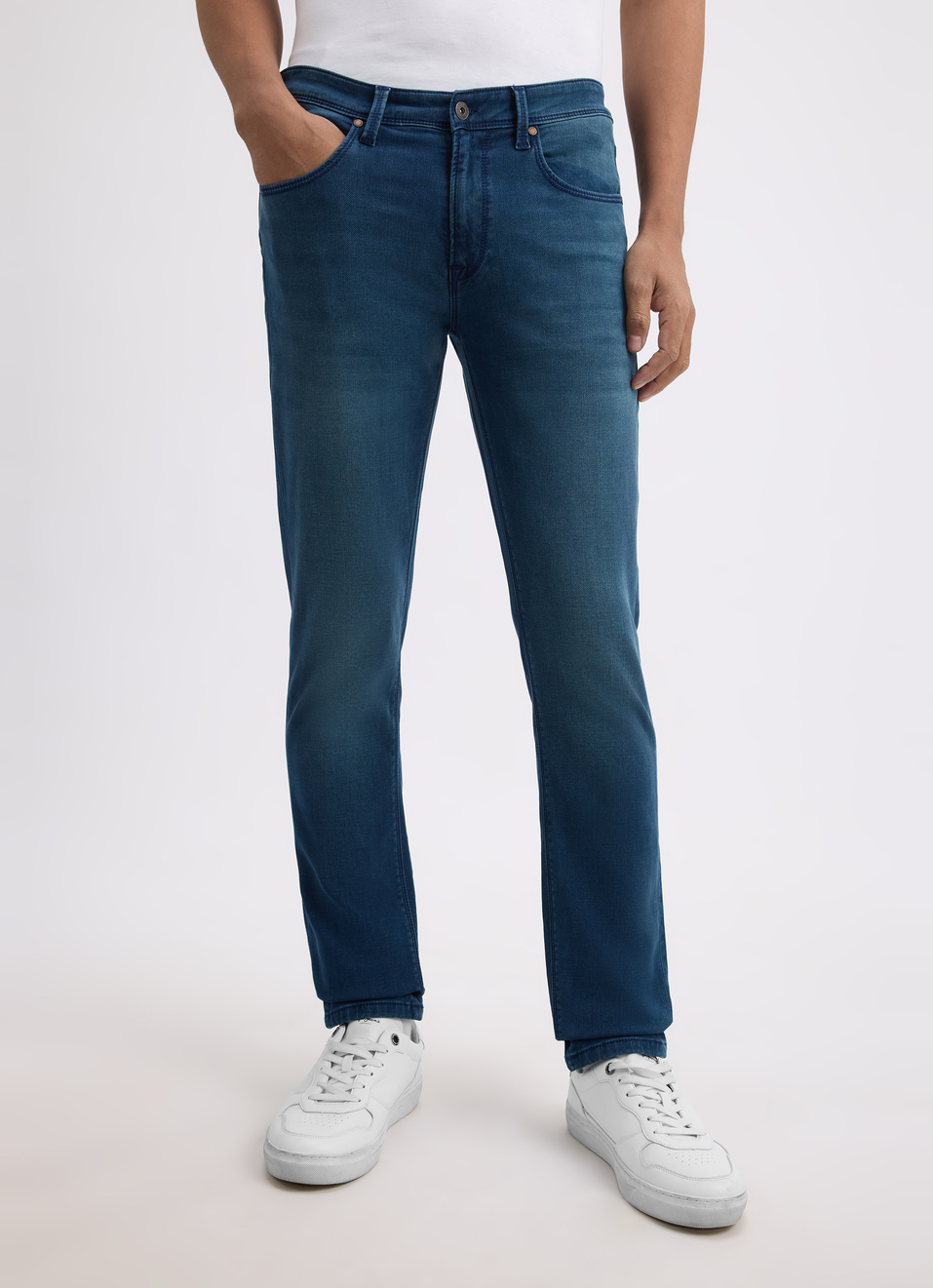 Men Blue Slim Tapered Fit Low Rise Jeans , , large image number 1