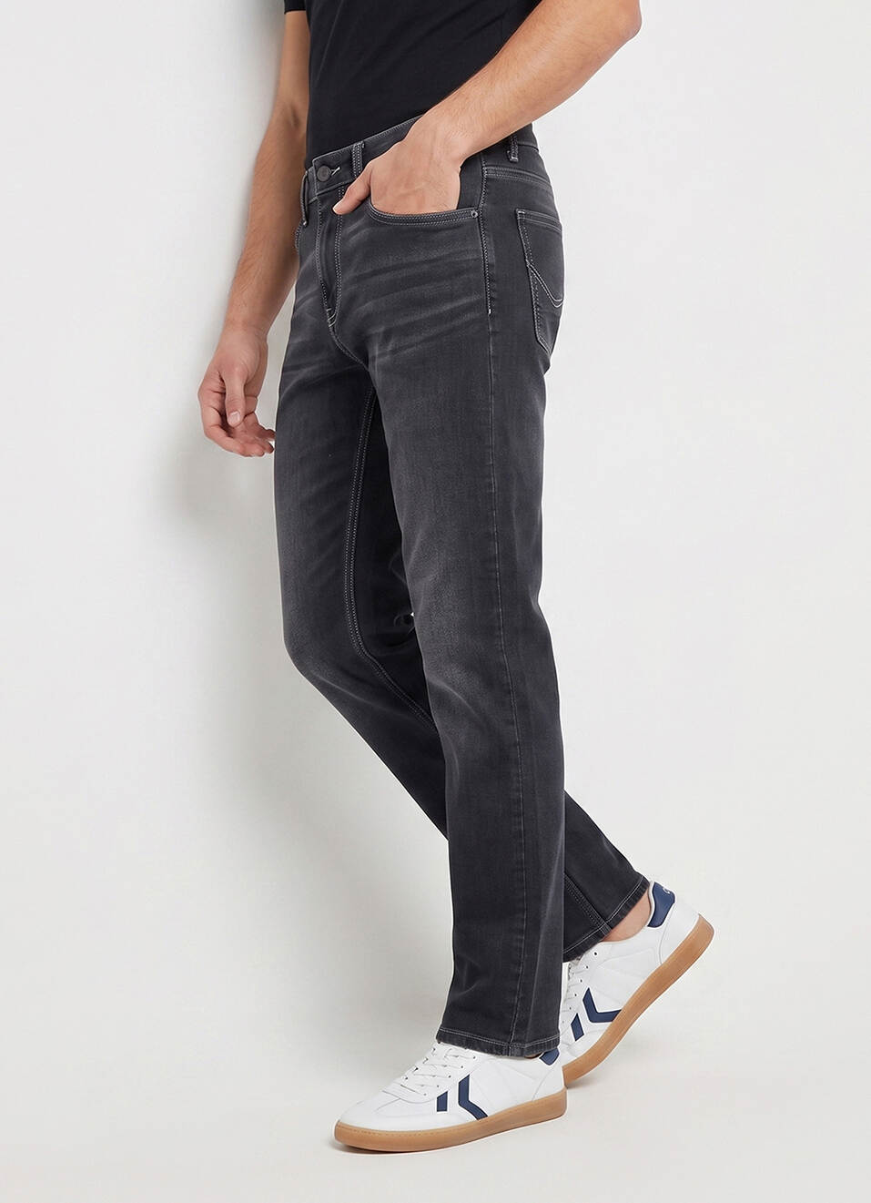 Men Black Stretchable Jeans, , large image number 0