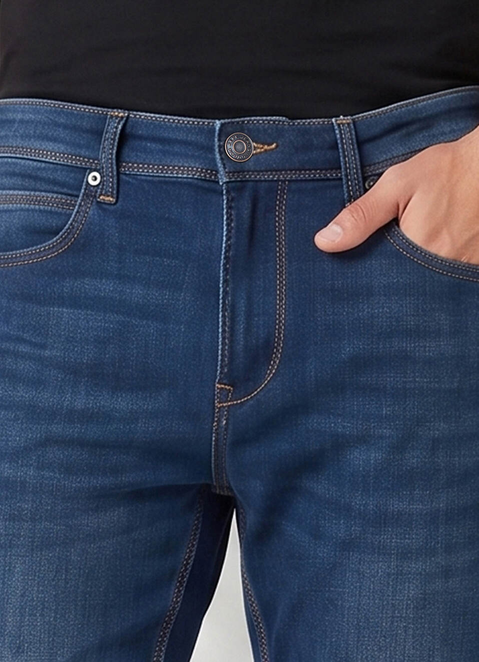 Men Blue Straight Fit Mid Rise Stretchable Jeans, , large image number 4