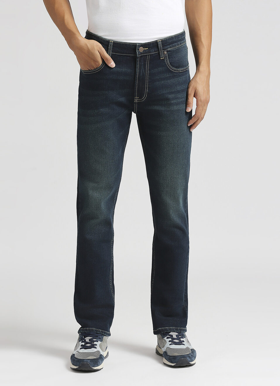 Cash Dark Blue Mid Rise Skinny Fit Jeans, , large image number 2