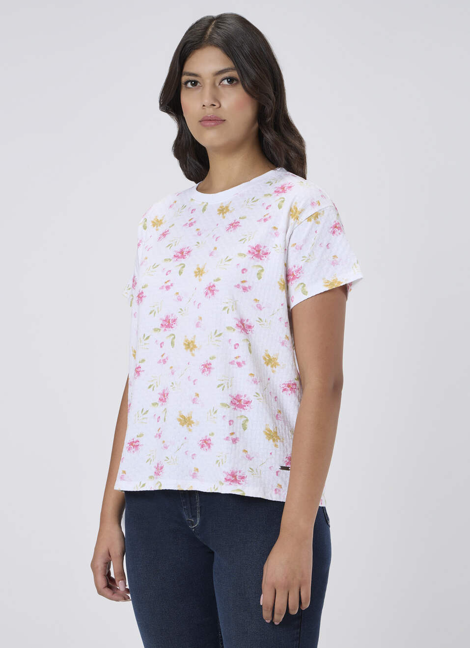 Women Pink Floral Print T-shirt, , large image number 3