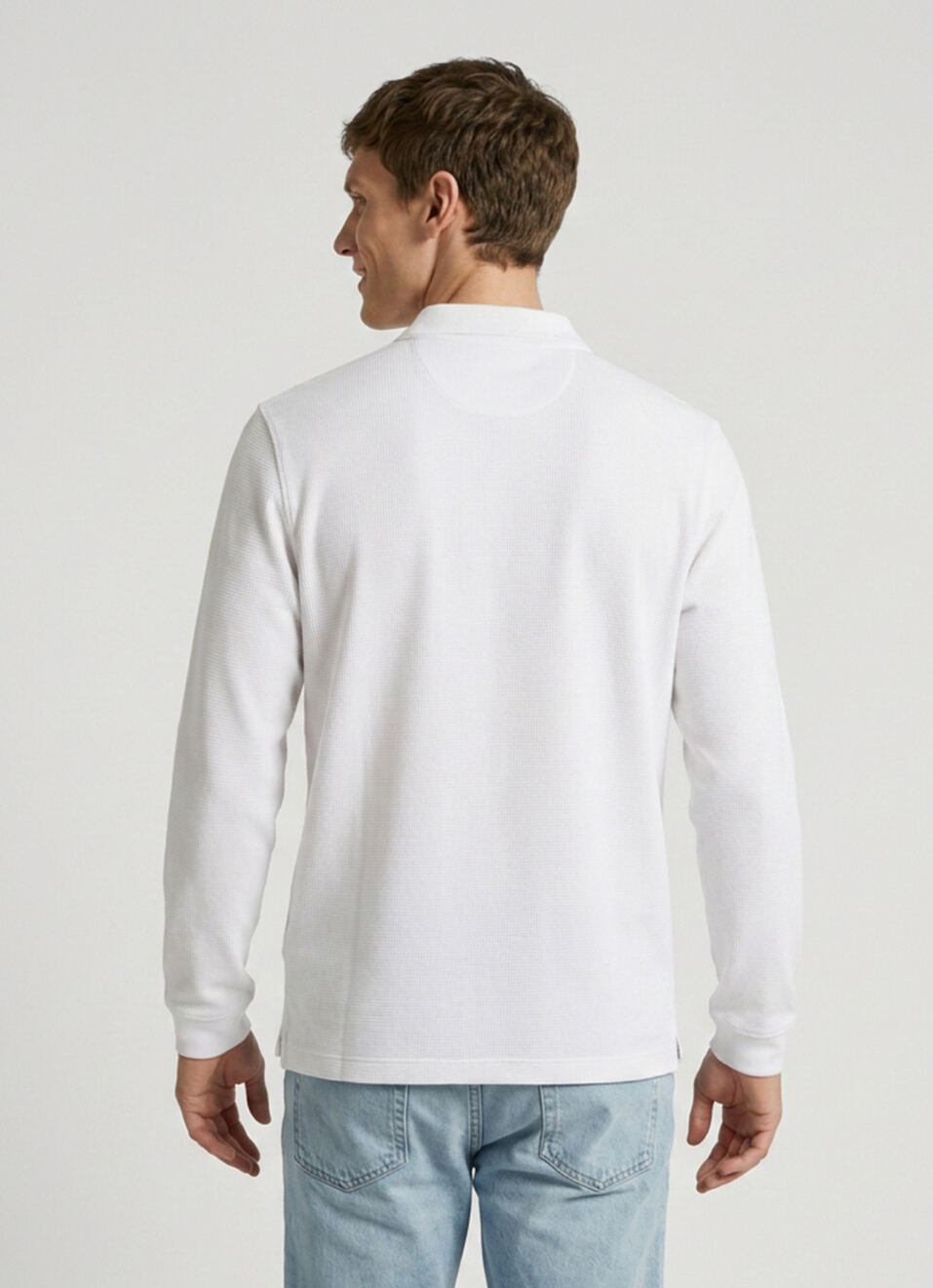 Men White Solid Polo Collar T-shirt, , large image number 2