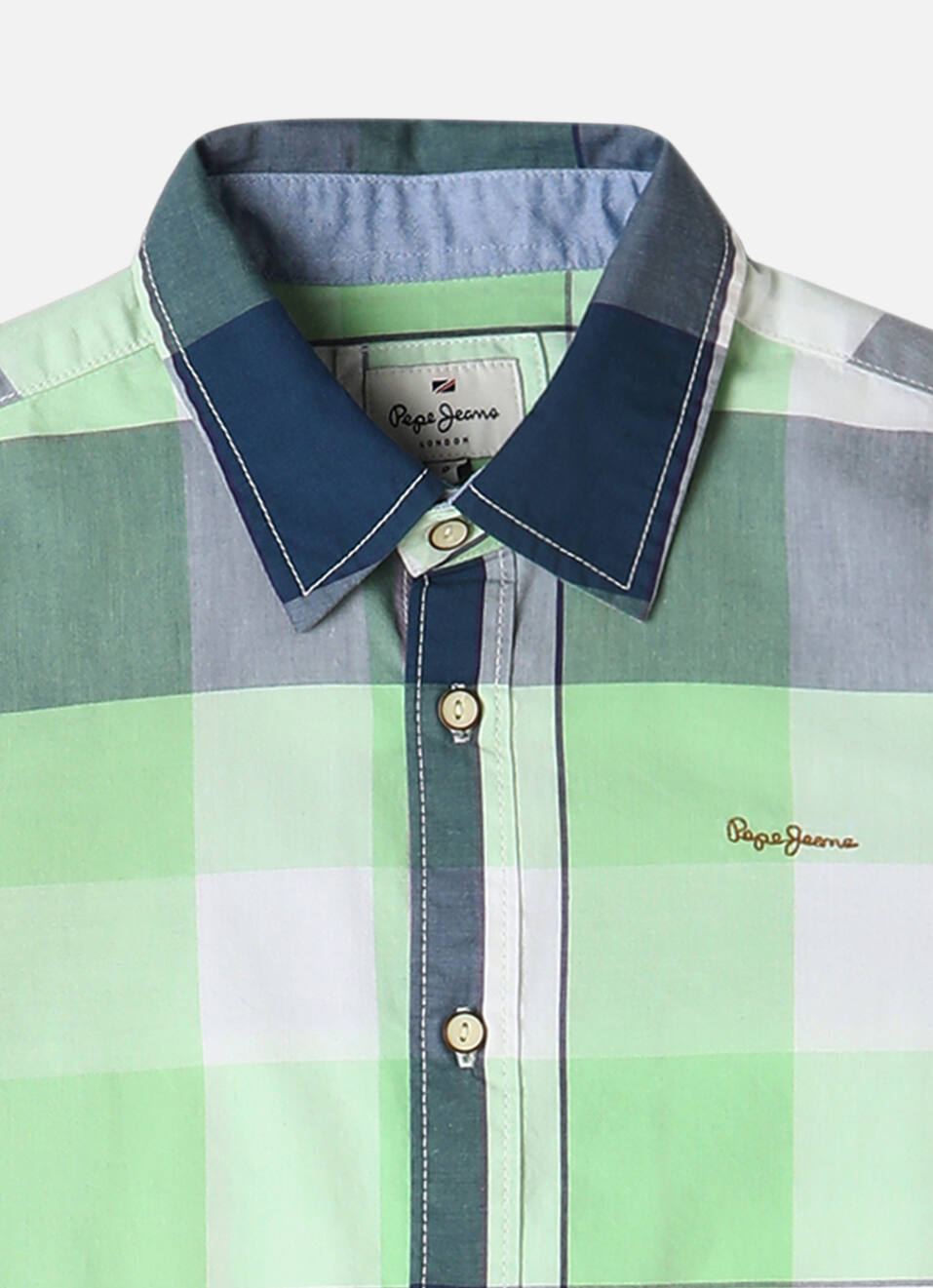 Boys Lime Twill Checks Yarn-dyed Long Sleeve Shirt, , large image number 2