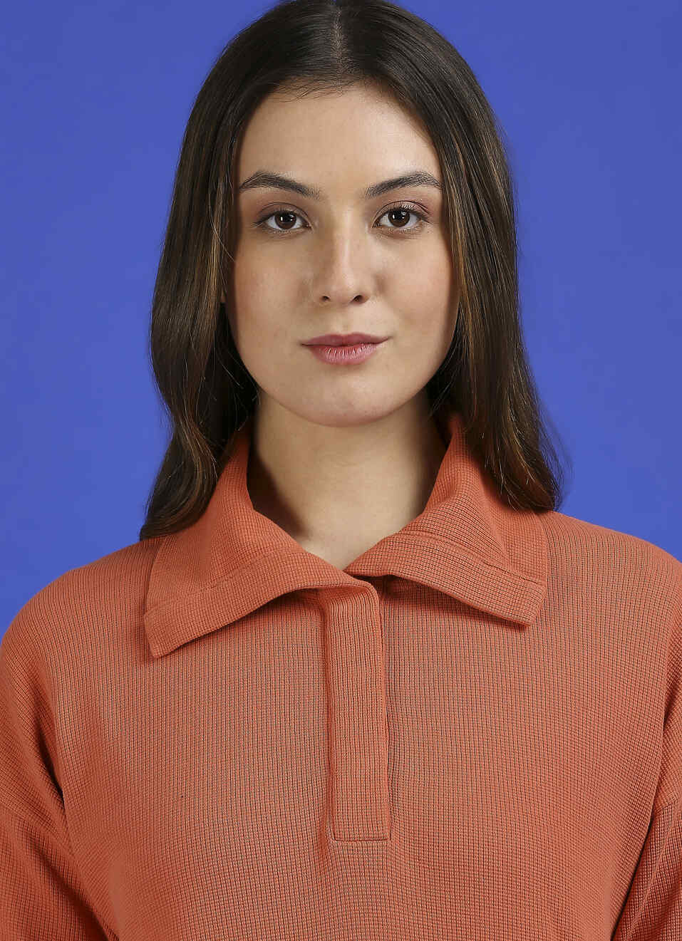 Orange High Neck Full Sleeve Sweatshirt, , large image number 4