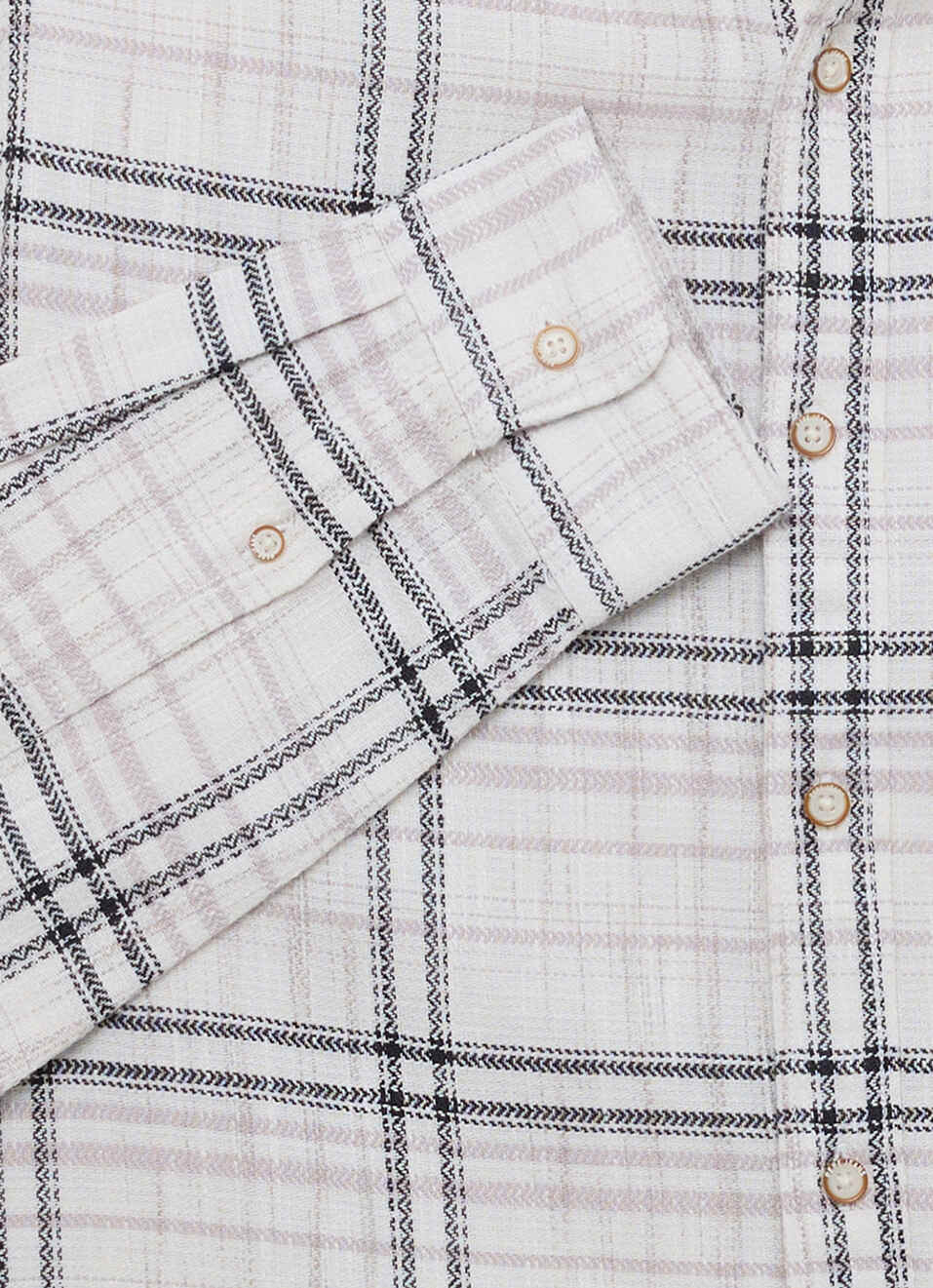 Men Beige Checked Dobby Long Sleeve Shirt, , large image number 7