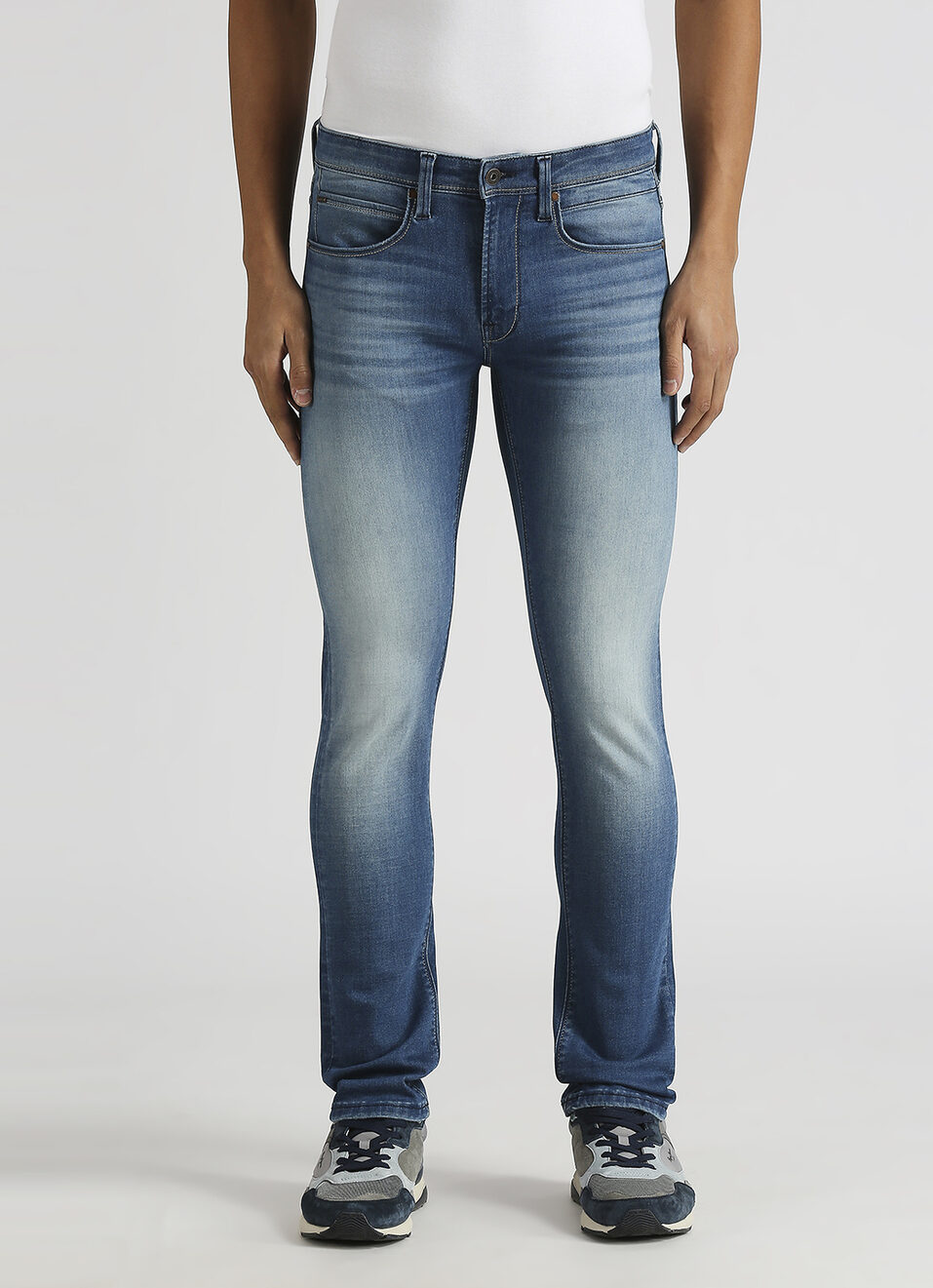 Vapour Dark Blue Mid Rise Slim Fit Powerflex Jeans, , large image number 2