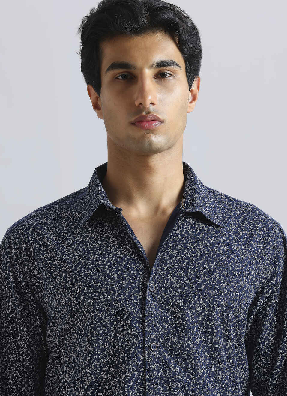 Navy Floral Full Sleeve Shirt, , large image number 4