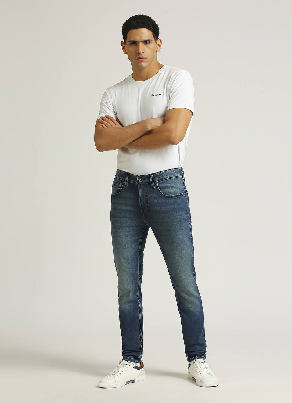 Chinox Dark Blue Mid Rise Skinny Fit Jeans, , large image number 1
