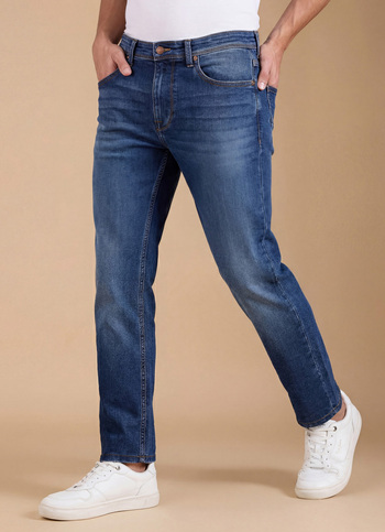 Men Blue Mid Rise Straight Fit Jeans