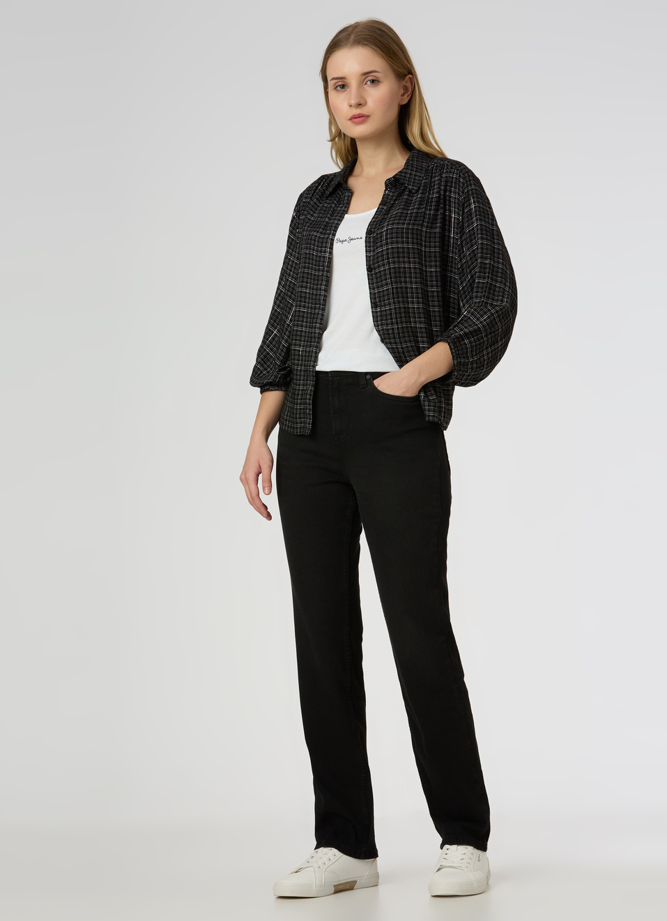 Women Black High Rise Straight Fit Stretchable Jeans, , large image number 0