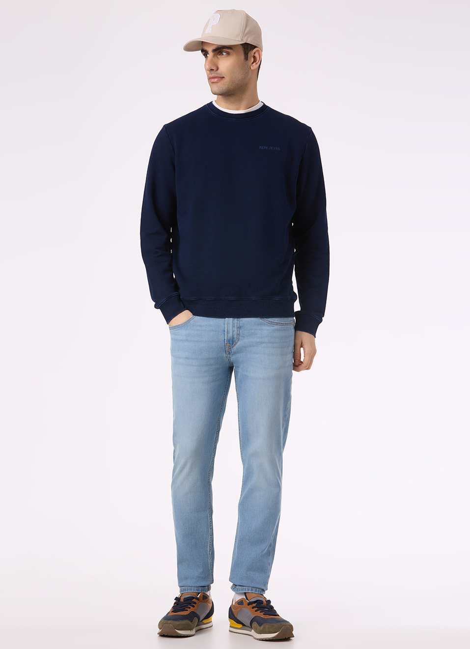 Men Light Blue Low Rise Slim Fit Tapered Stretchable Jeans, , large image number 1