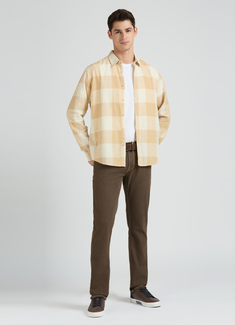 Beige Check Full Sleeve Shirt, , large image number 5