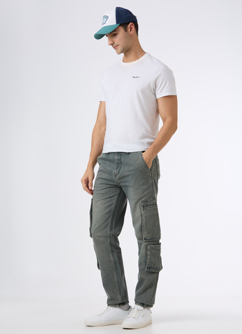 Men Green Cargo Jeans With Utility Pockets