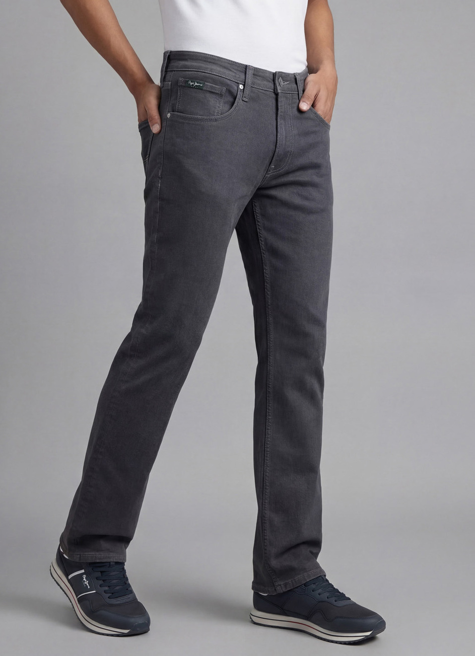 Men Grey Bootcut Fit Mid Rise All Climate Jeans, , large image number 0