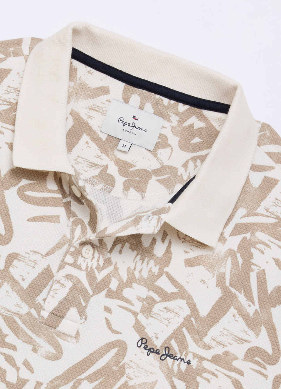 Men Beige Printed Polo Collar T-shirt, , large image number 6