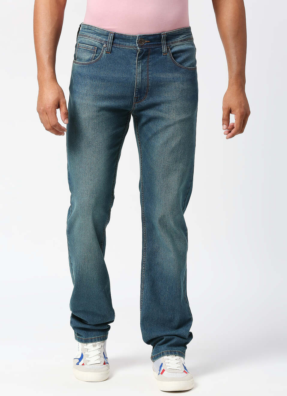 Holborne Green Tinted Mid Rise Straight Fit Jeans, , large image number 1