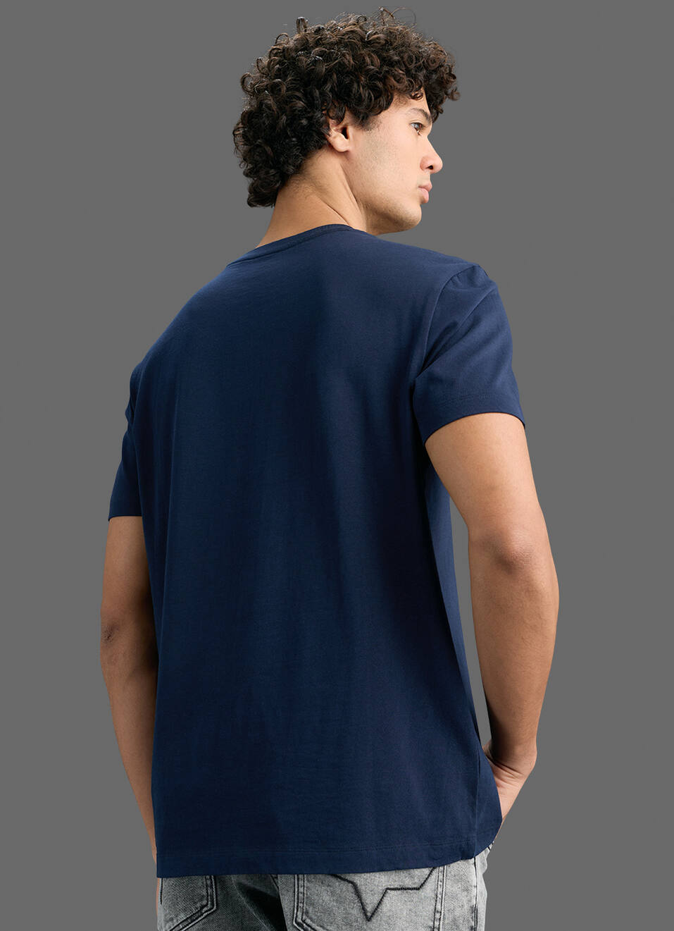 Men Navy Slim Printed T-shirt, , large image number 7