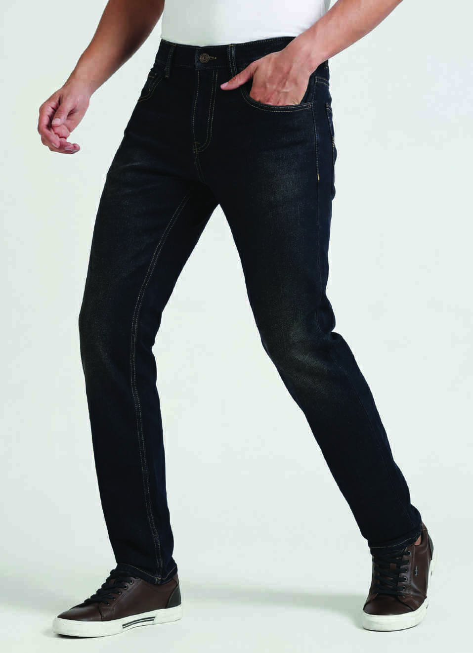 Vendie Dark Blue Mid Rise Straight Fit Jeans, , large image number 0