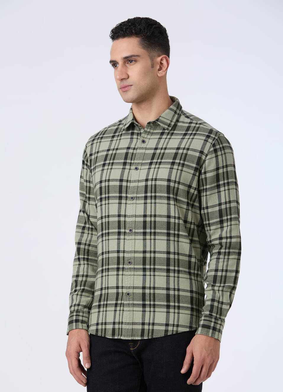 Men Green Blotch Check Full Sleeve Shirt, , large image number 3