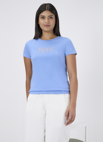 Women Blue Embellished T-shirt