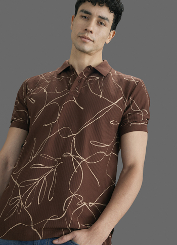 Men Brown Printed Polo Collar T-shirt