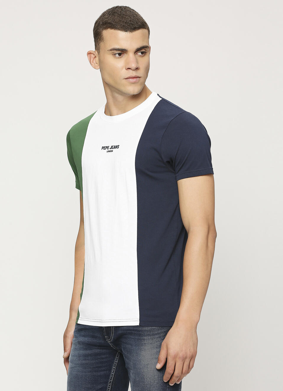 White Colour Block Short Sleeve T-shirt, , large image number 3