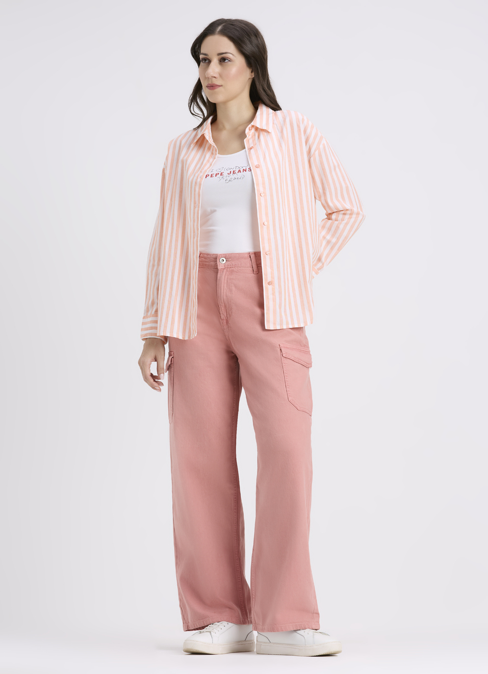 Women Pink Straight Fit High Rise Cargo Jeans , , large image number 5